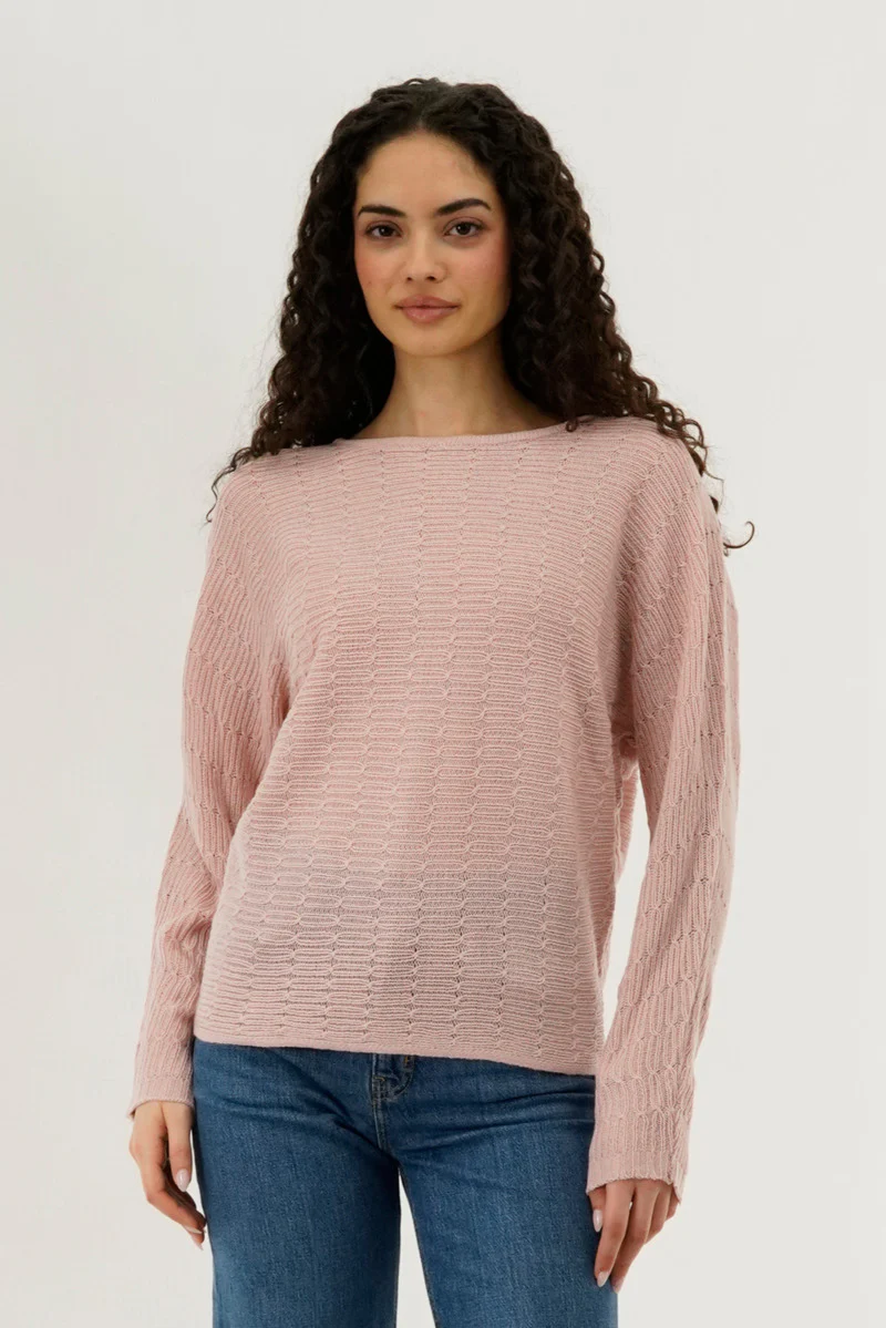 International INC Company Cable Knit Pullover Sweater - Blush