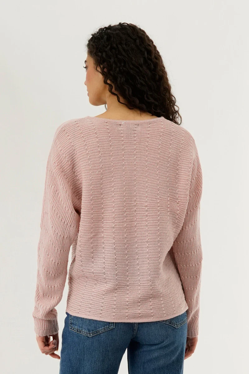 International INC Company Cable Knit Pullover Sweater - Blush - Image 3