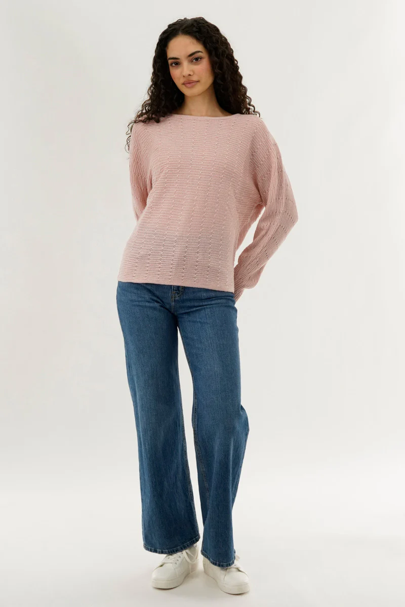 International INC Company Cable Knit Pullover Sweater - Blush - Image 5