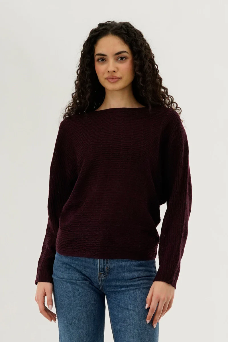 International INC Company Cable Knit Pullover Sweater - Burgundy