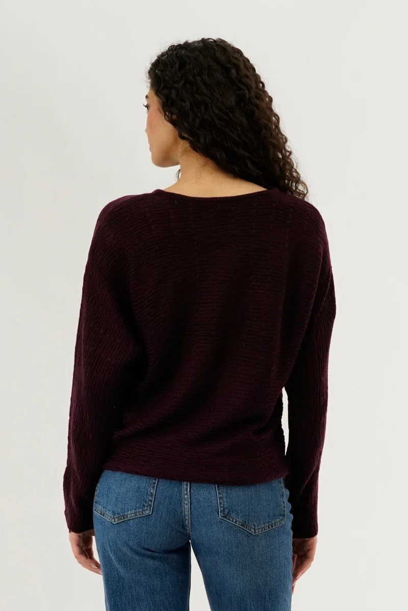 International INC Company Cable Knit Pullover Sweater - Burgundy - Image 3