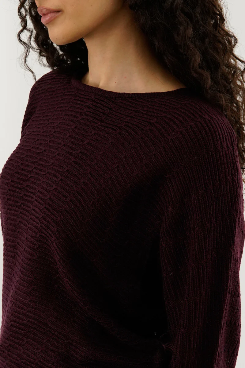 International INC Company Cable Knit Pullover Sweater - Burgundy - Image 4