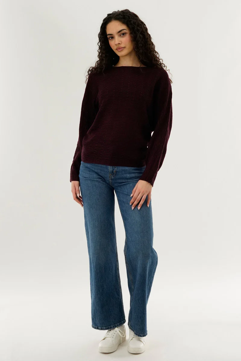 International INC Company Cable Knit Pullover Sweater - Burgundy - Image 5