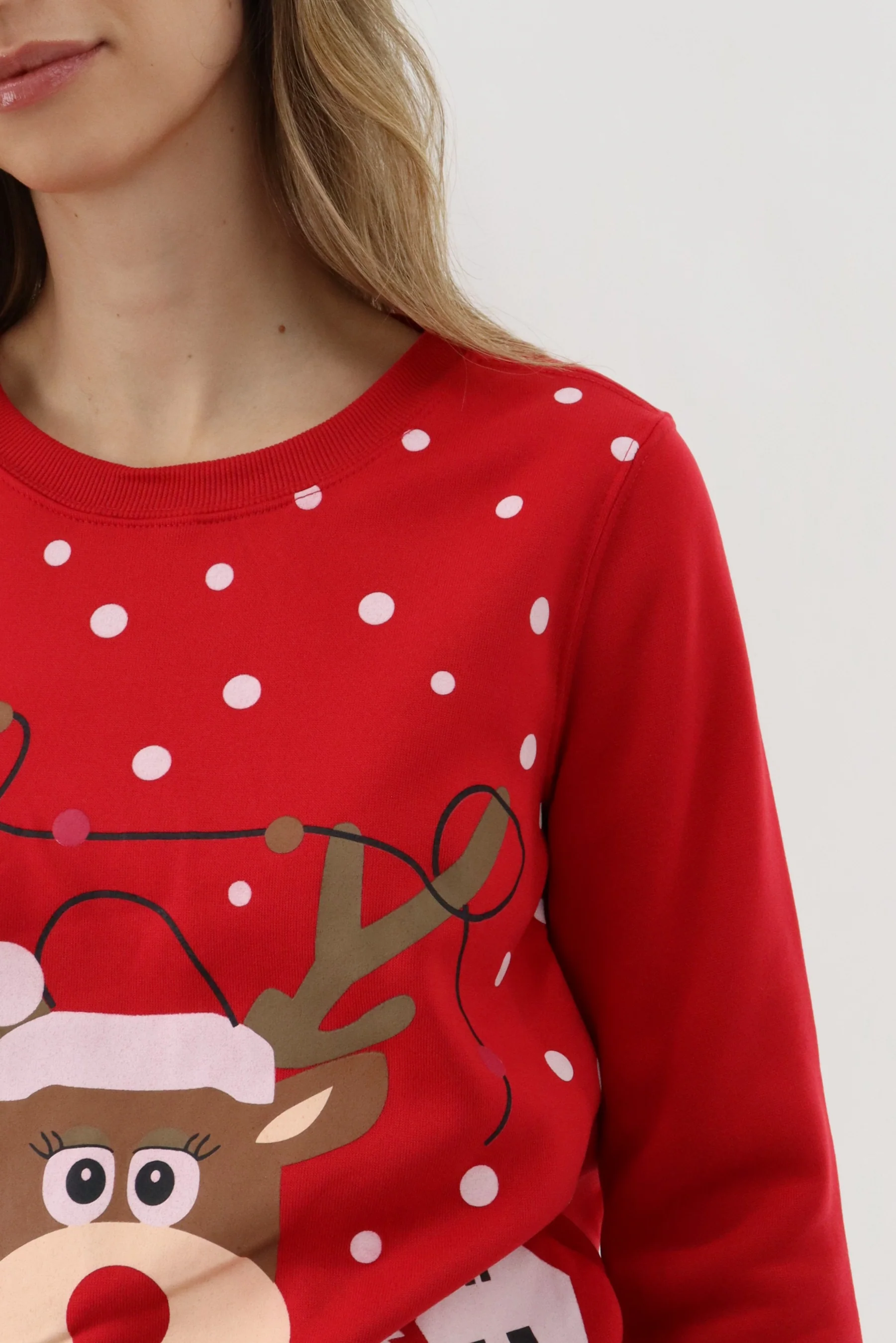 Festive Reindeer Christmas Sweater - Red - Image 4