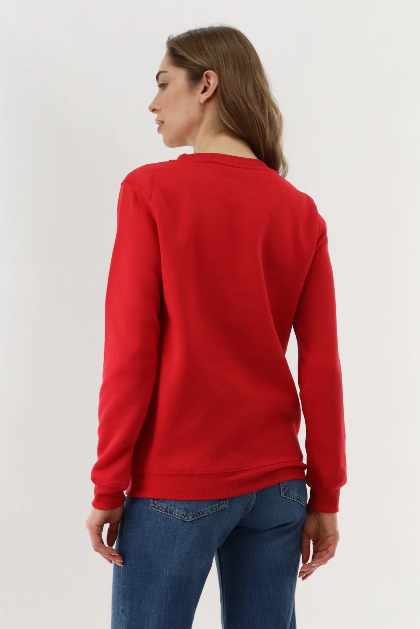 Festive Printed Christmas Sweater - Red - Image 3