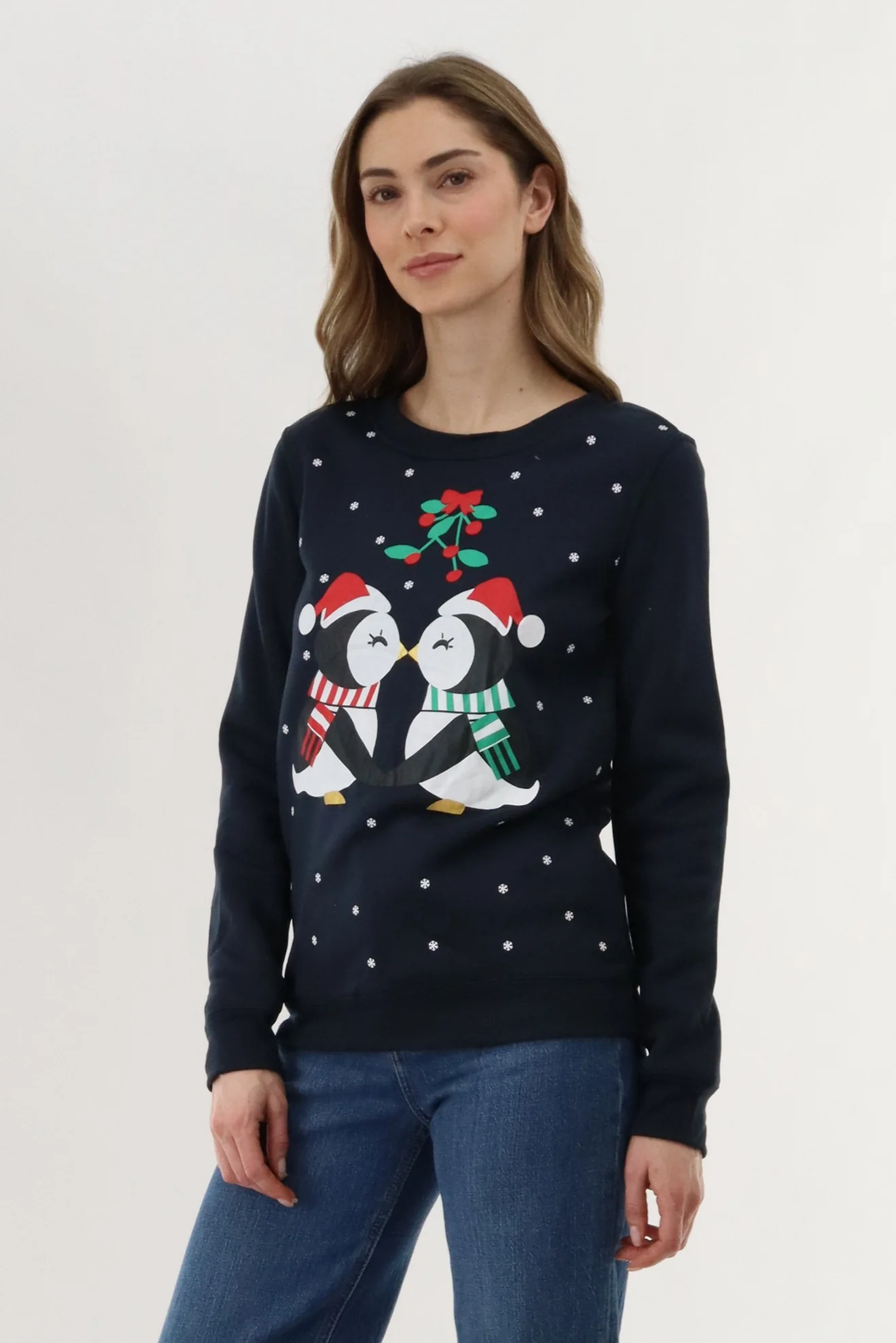 Festive Penguins Christmas Sweater - Navy - Image 2
