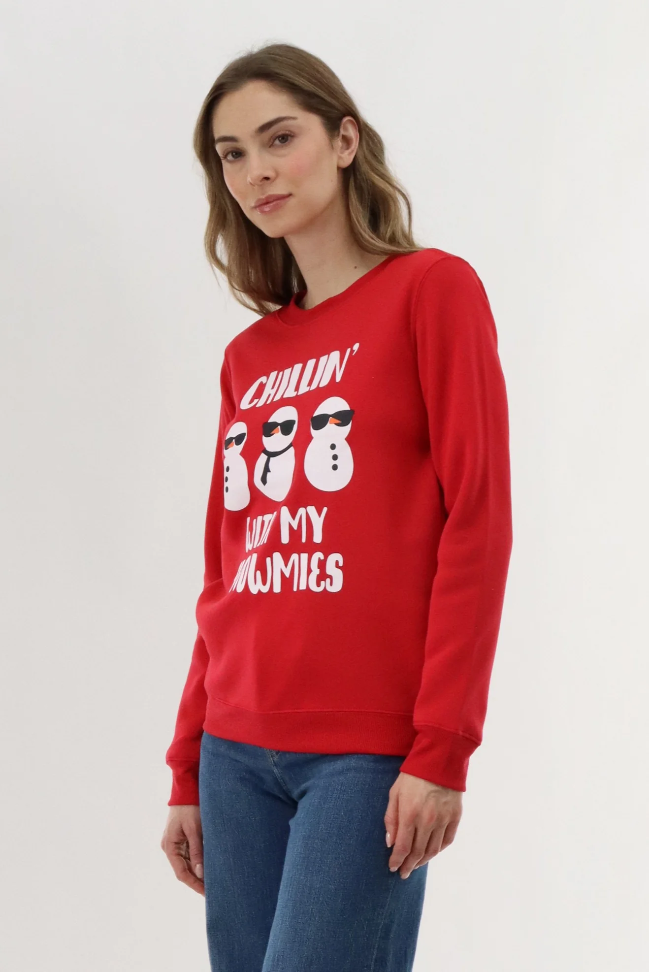 Festive Snowmies Christmas Sweater - Red - Image 2