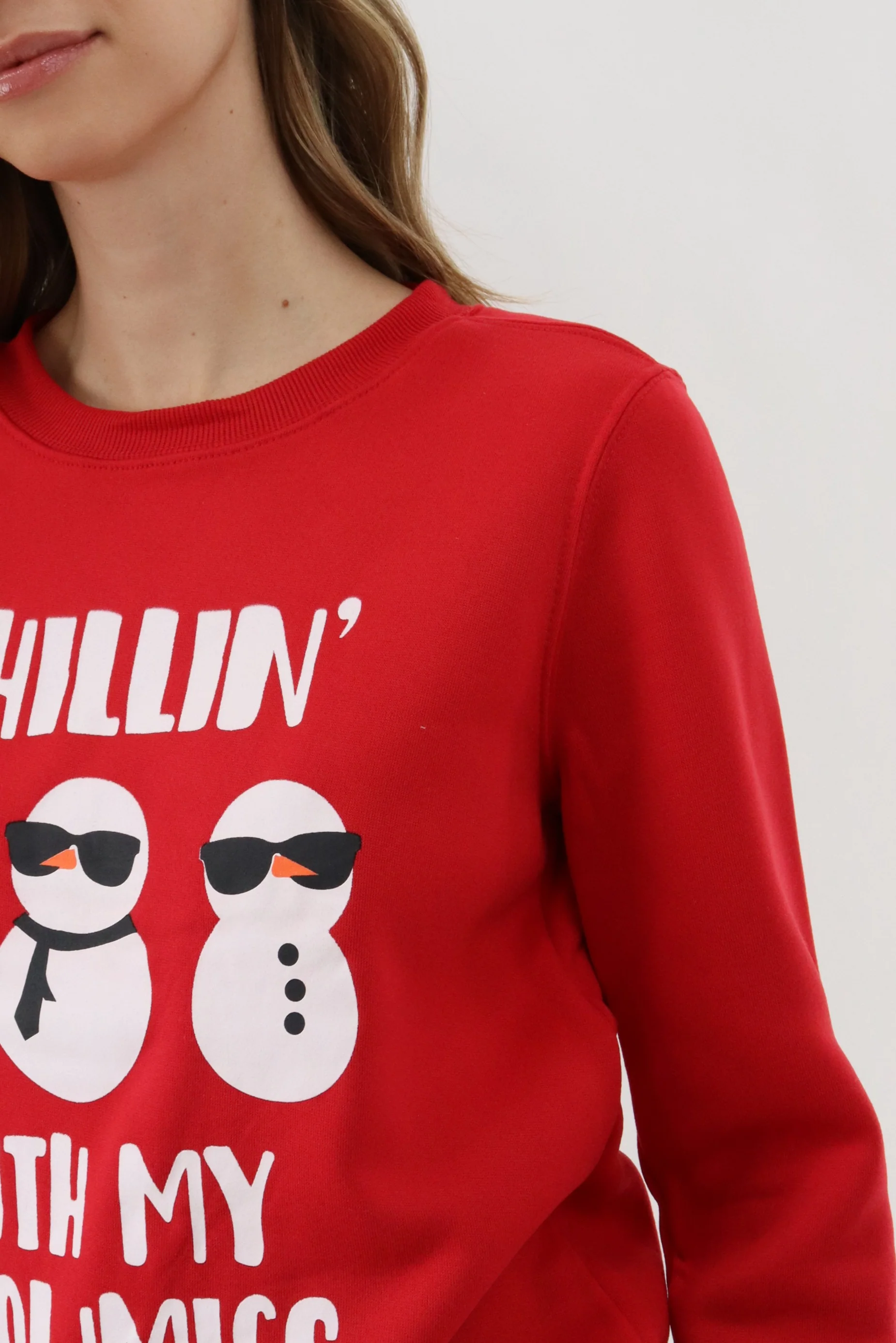 Festive Snowmies Christmas Sweater - Red - Image 4