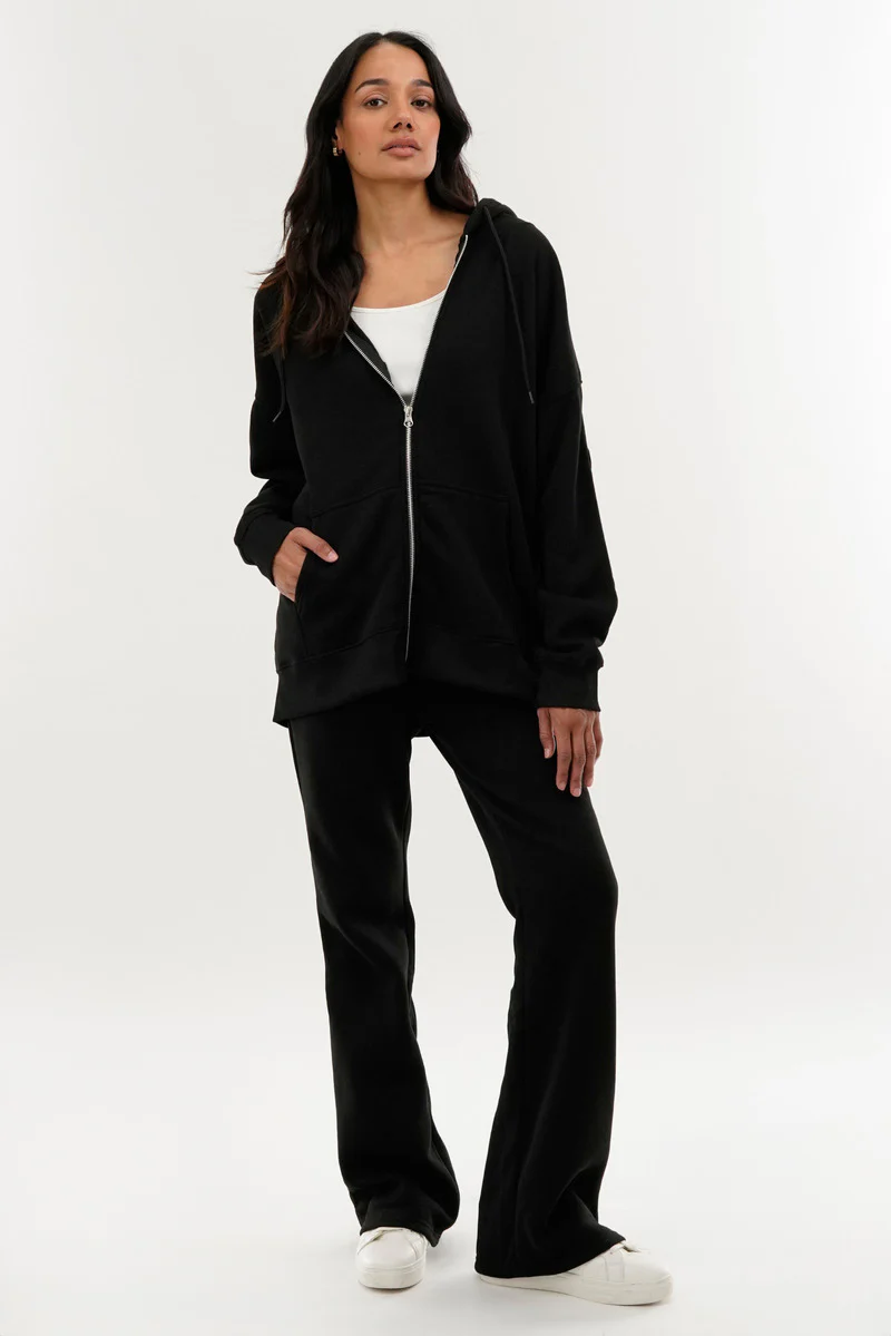Fahrenheit Zip Up Drop Shoulder Hoodie - Black - Image 5