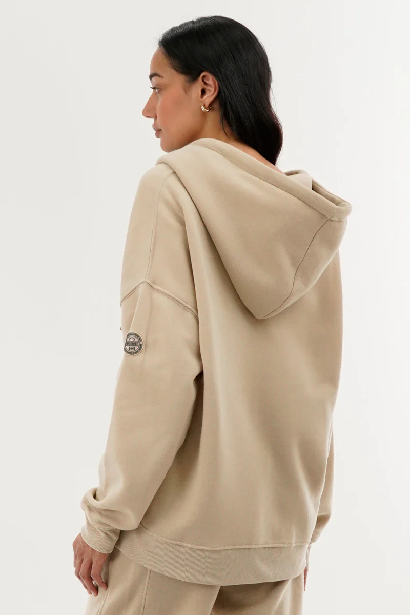 Fahrenheit Zip Up Drop Shoulder Hoodie - Cream - Image 3
