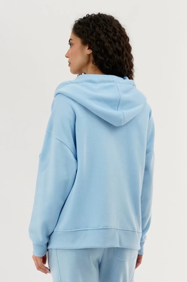 Fahrenheit Zip Up Drop Shoulder Hoodie - Aqua - Image 3