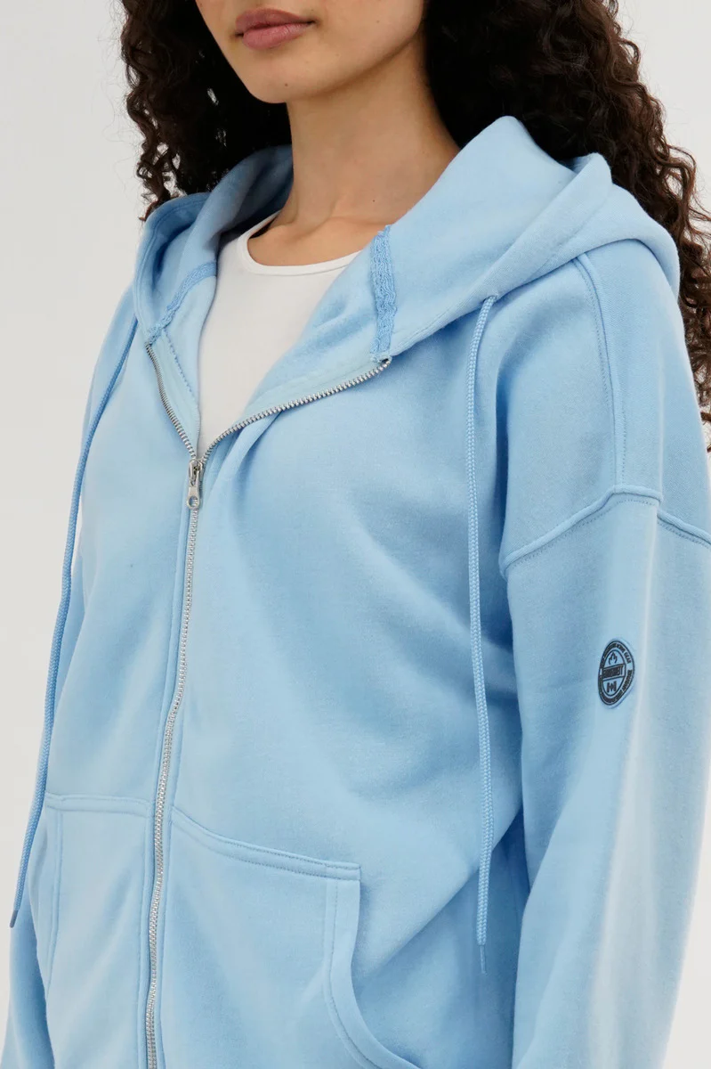 Fahrenheit Zip Up Drop Shoulder Hoodie - Aqua - Image 4