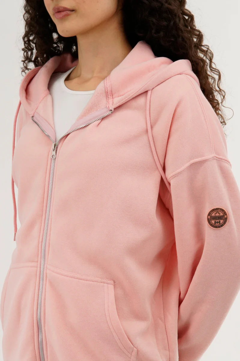 Fahrenheit Zip Up Drop Shoulder Hoodie - Pink - Image 4