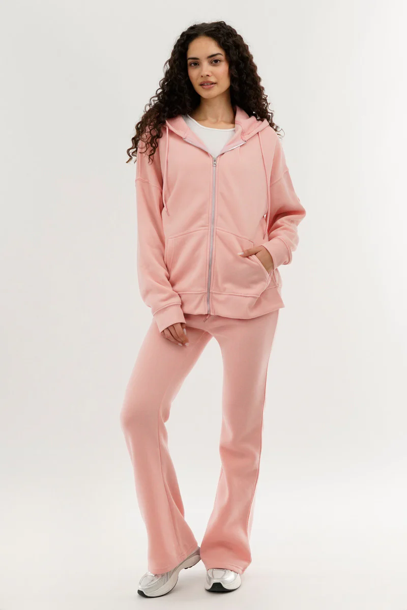 Fahrenheit Zip Up Drop Shoulder Hoodie - Pink - Image 5