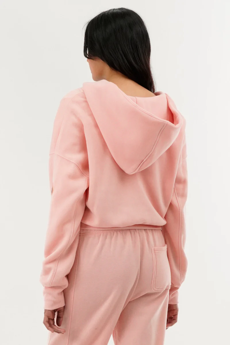 Fahrenheit Cropped Zip Up Hoodie - Pink - Image 3