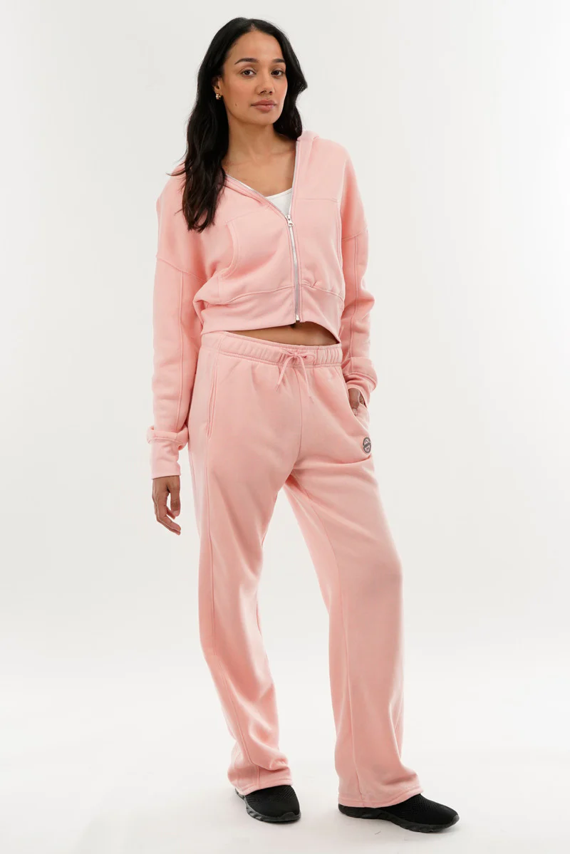 Fahrenheit Cropped Zip Up Hoodie - Pink - Image 5