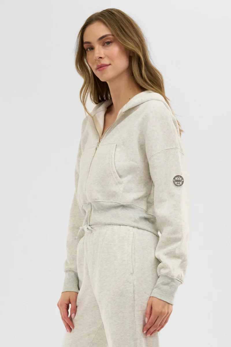 Fahrenheit Cropped Zip Up Hoodie - White - Image 2