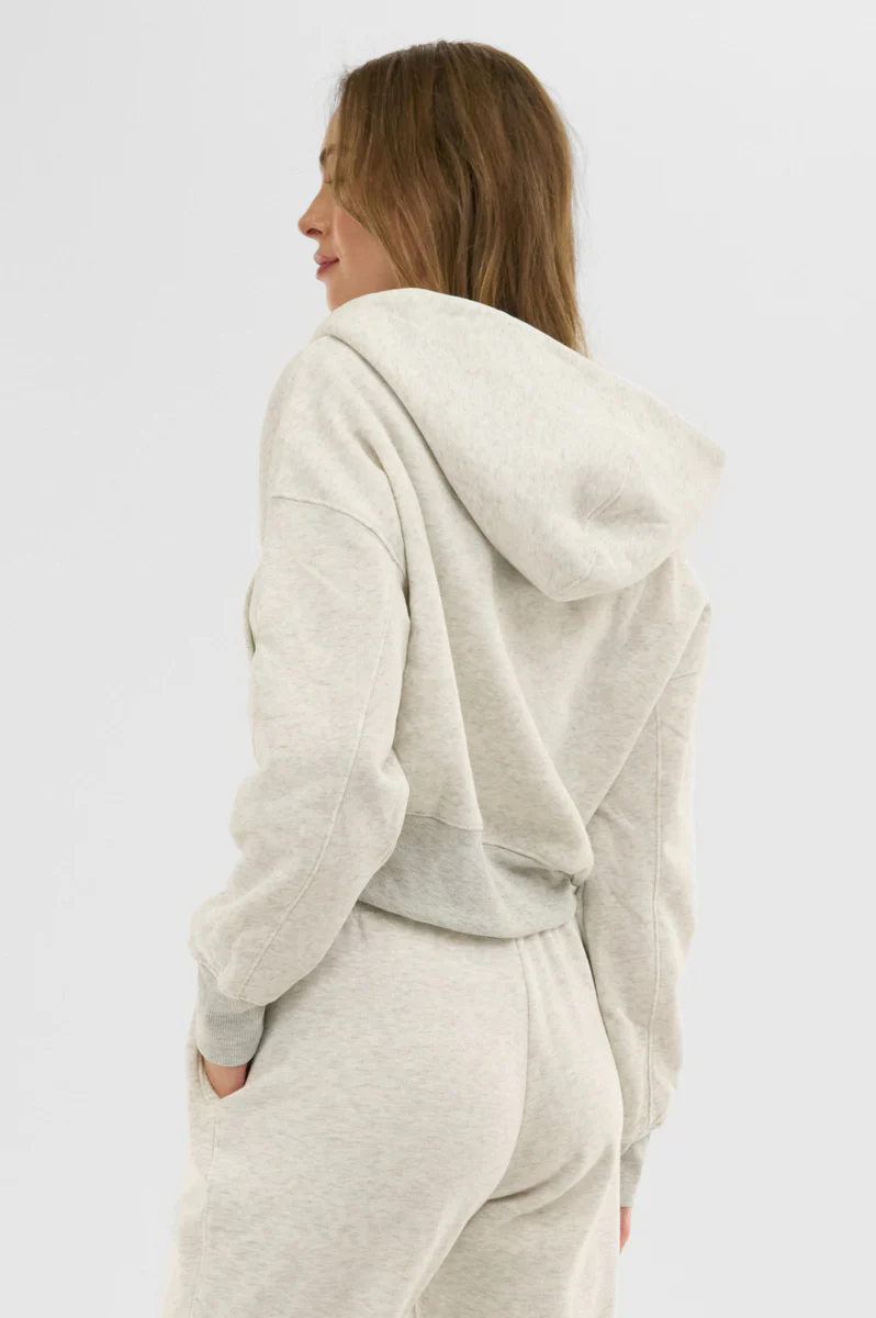 Fahrenheit Cropped Zip Up Hoodie - White - Image 3
