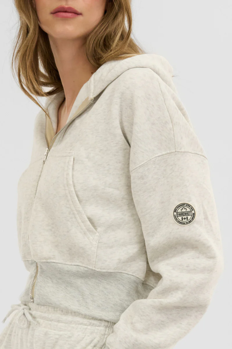 Fahrenheit Cropped Zip Up Hoodie - White - Image 4