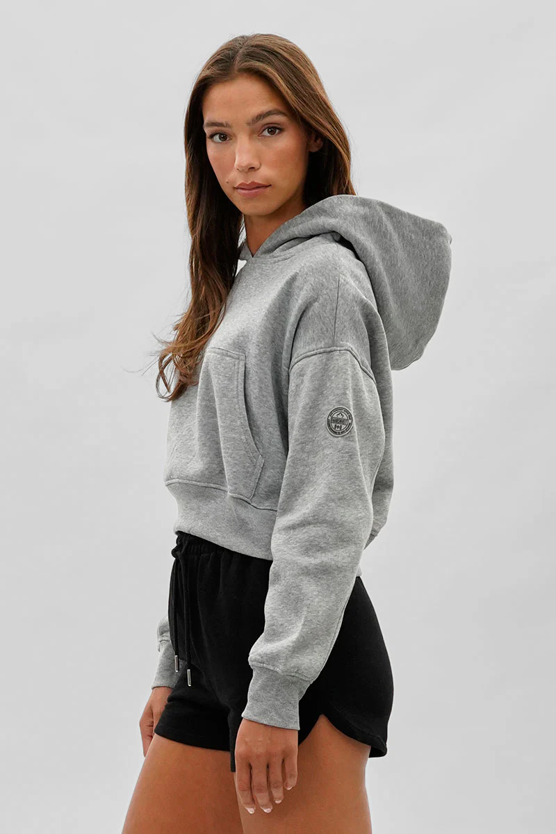 Fahrenheit Cropped Drop Shoulder Hoodie - Grey - Image 2