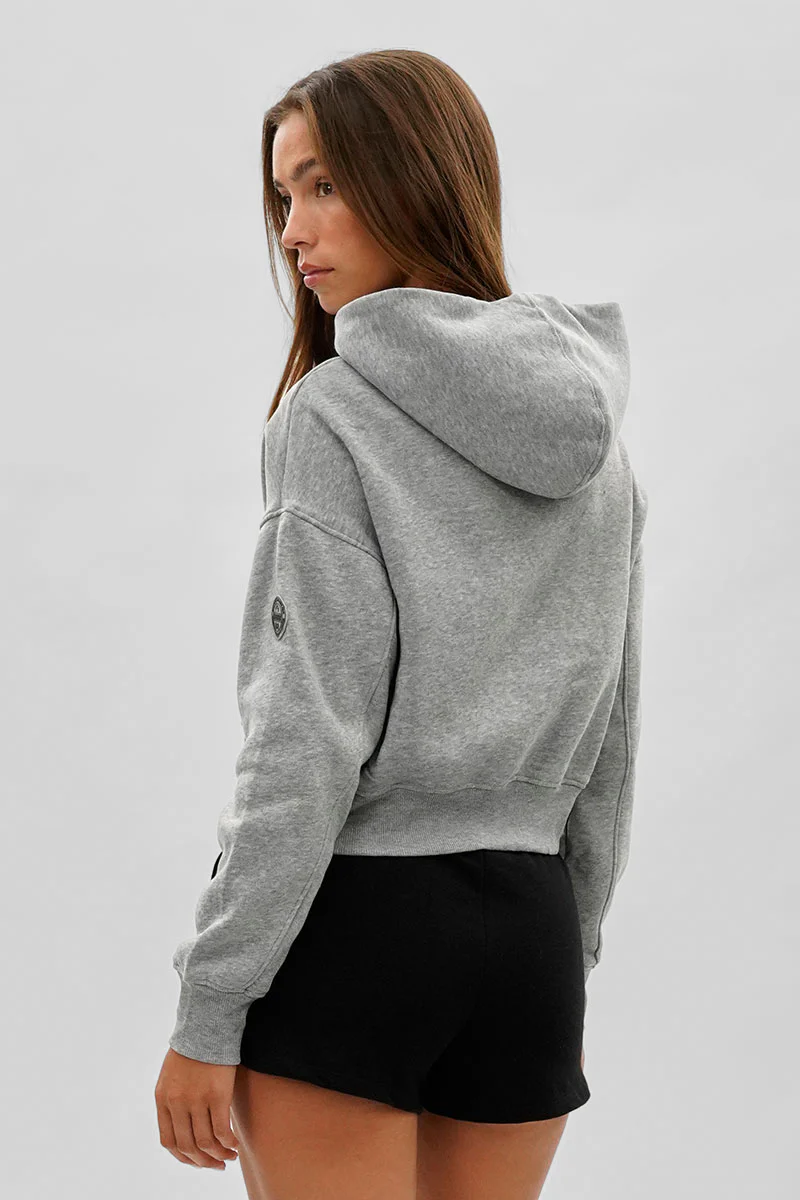 Fahrenheit Cropped Drop Shoulder Hoodie - Grey - Image 3