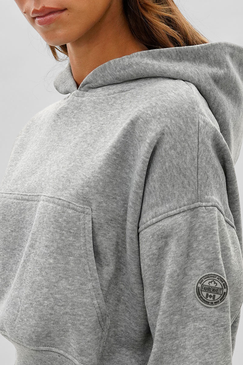 Fahrenheit Cropped Drop Shoulder Hoodie - Grey - Image 4