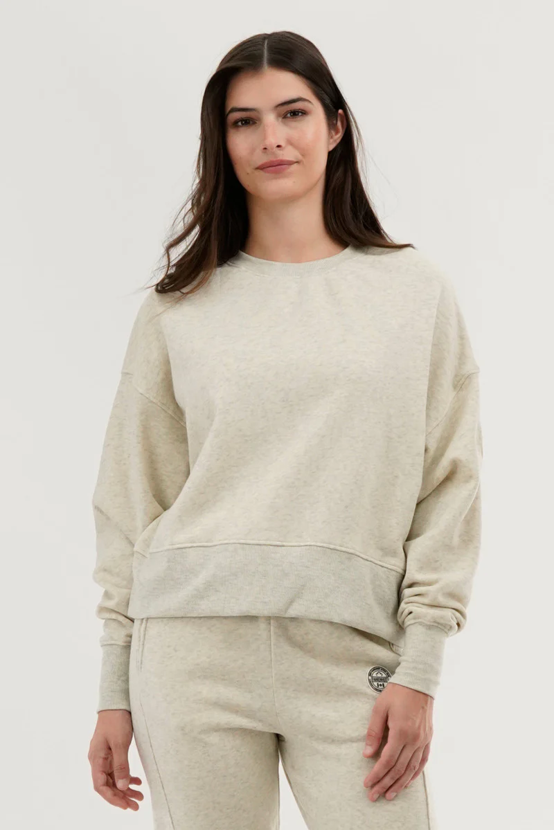 Fahrenheit Drop Shoulder Crewneck Sweatshirt - Beige