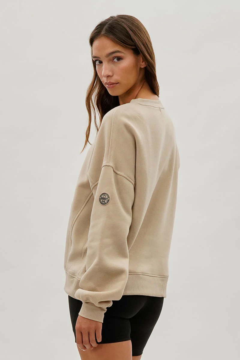 Fahrenheit Drop Shoulder Kangaroo Pocket Sweatshirt - Beige - Image 3