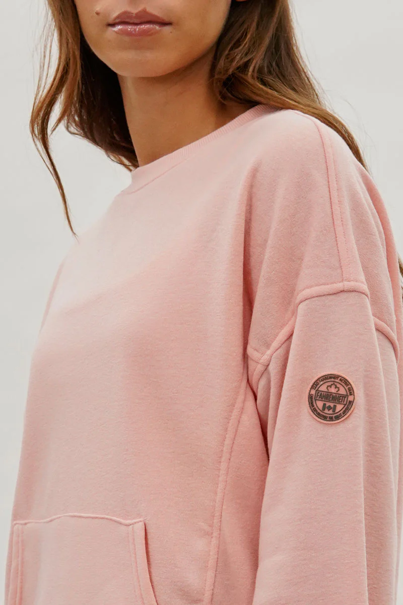 Fahrenheit Drop Shoulder Kangaroo Pocket Sweatshirt - Pink - Image 4