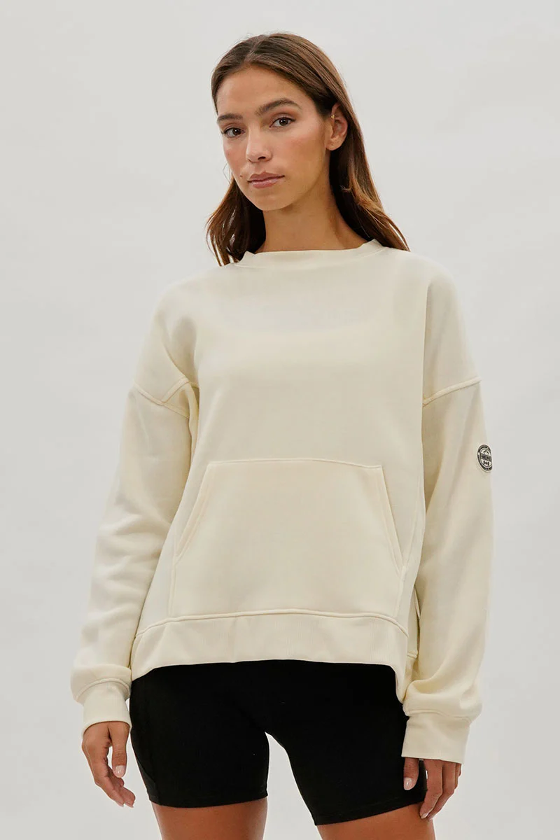 Fahrenheit Drop Shoulder Kangaroo Pocket Sweatshirt - Cream