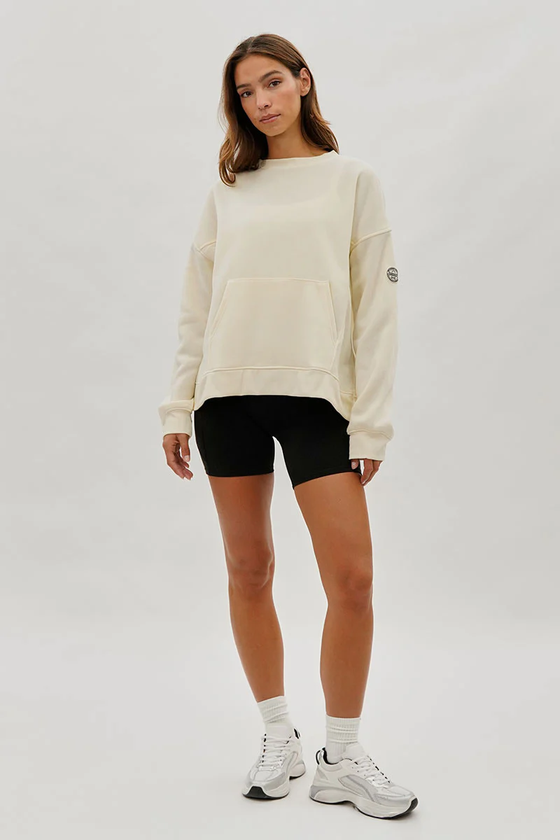 Fahrenheit Drop Shoulder Kangaroo Pocket Sweatshirt - Cream - Image 5