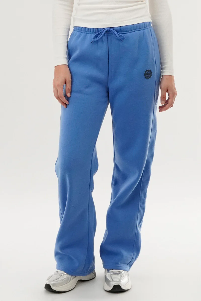 Fahrenheit Wide Leg Fleece Sweatpants - Blue