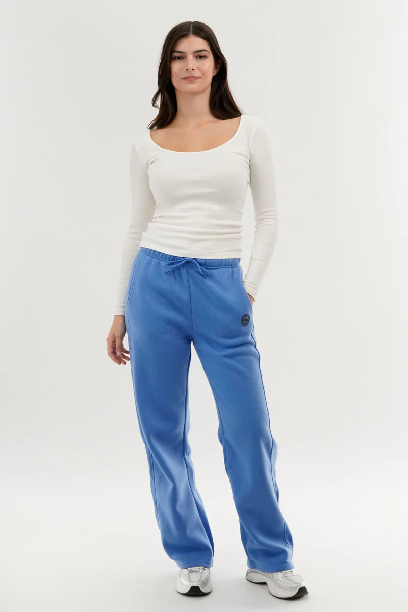 Fahrenheit Wide Leg Fleece Sweatpants - Blue - Image 5