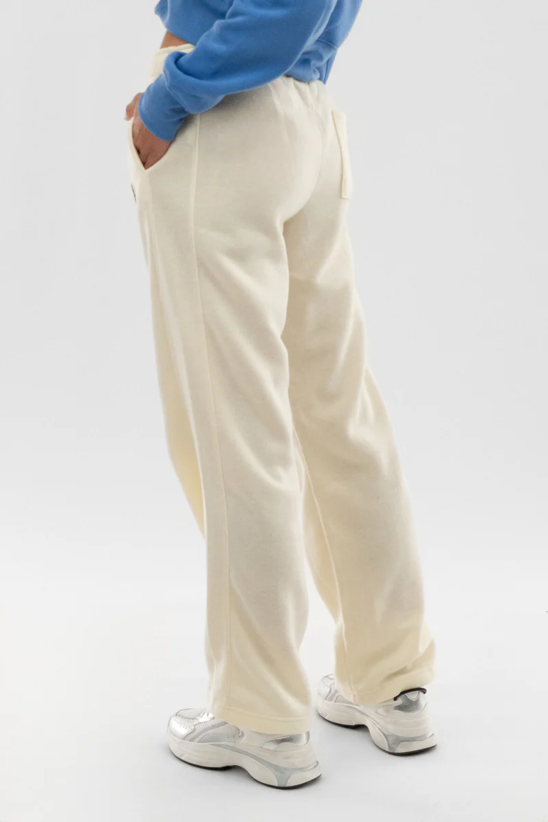 Fahrenheit Wide Leg Fleece Sweatpants - Cream - Image 3