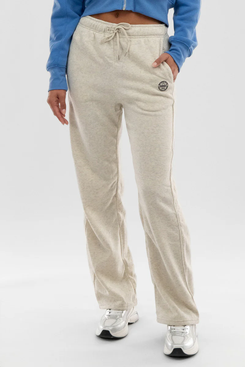 Fahrenheit Wide Leg Fleece Sweatpants - Beige