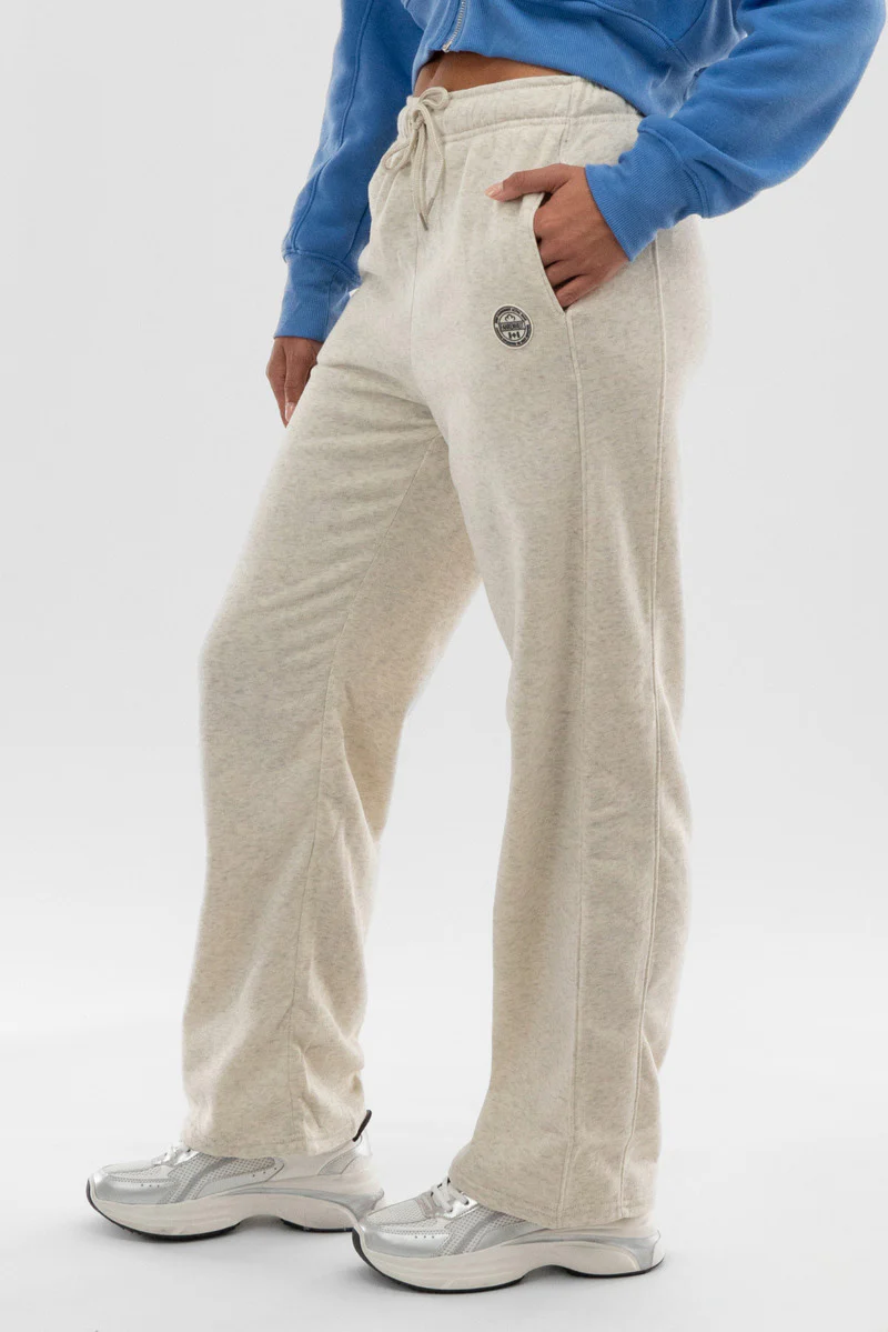 Fahrenheit Wide Leg Fleece Sweatpants - Beige - Image 2