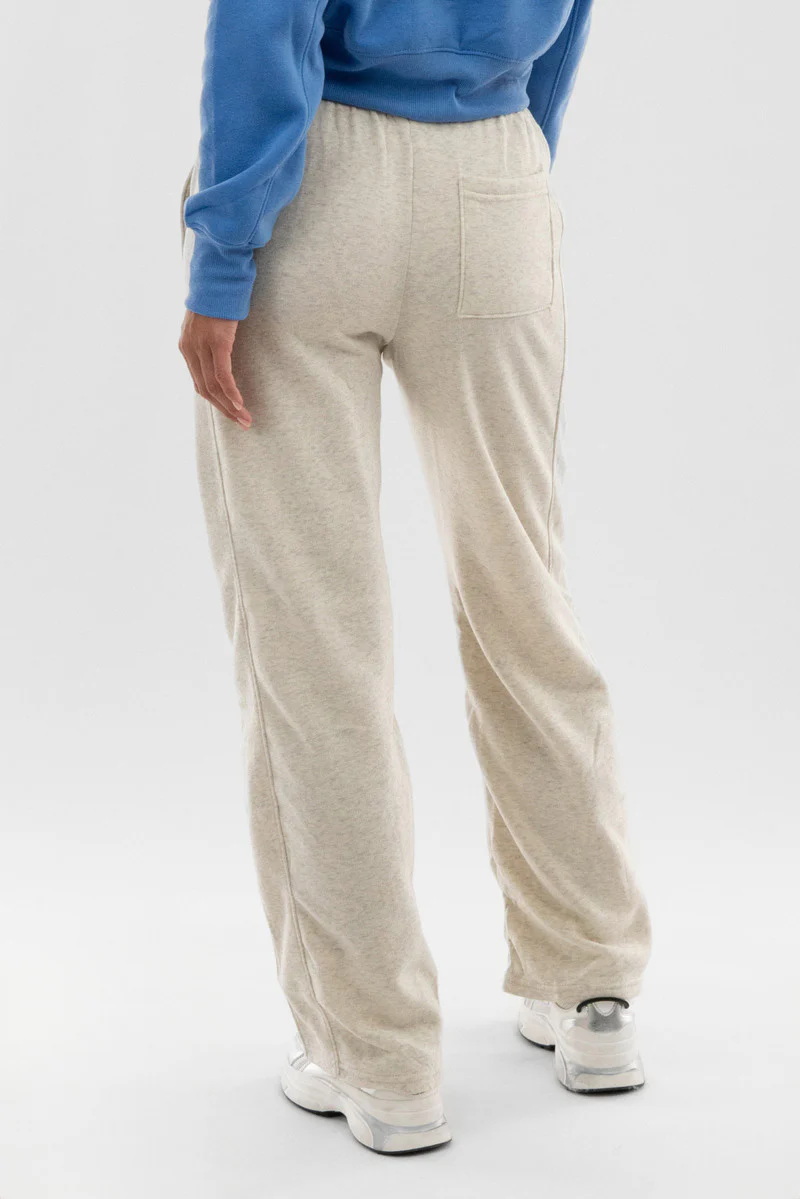 Fahrenheit Wide Leg Fleece Sweatpants - Beige - Image 3