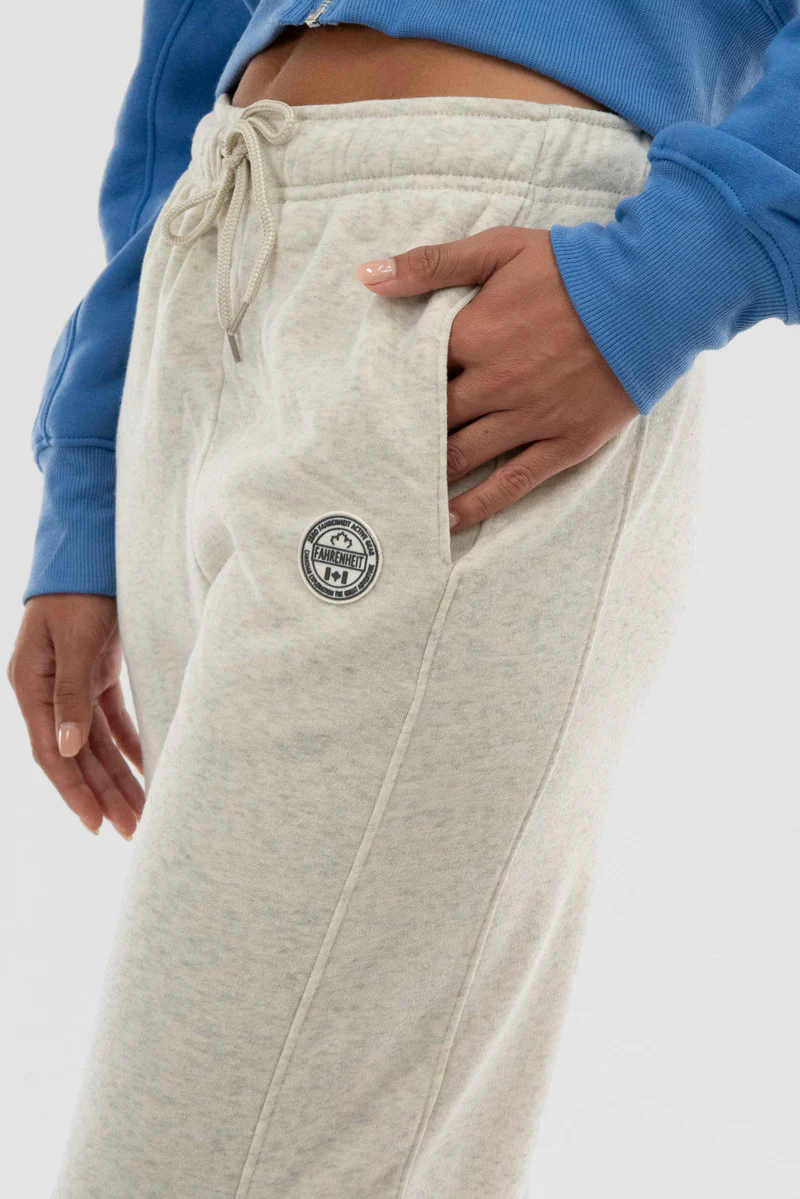Fahrenheit Wide Leg Fleece Sweatpants - Beige - Image 4