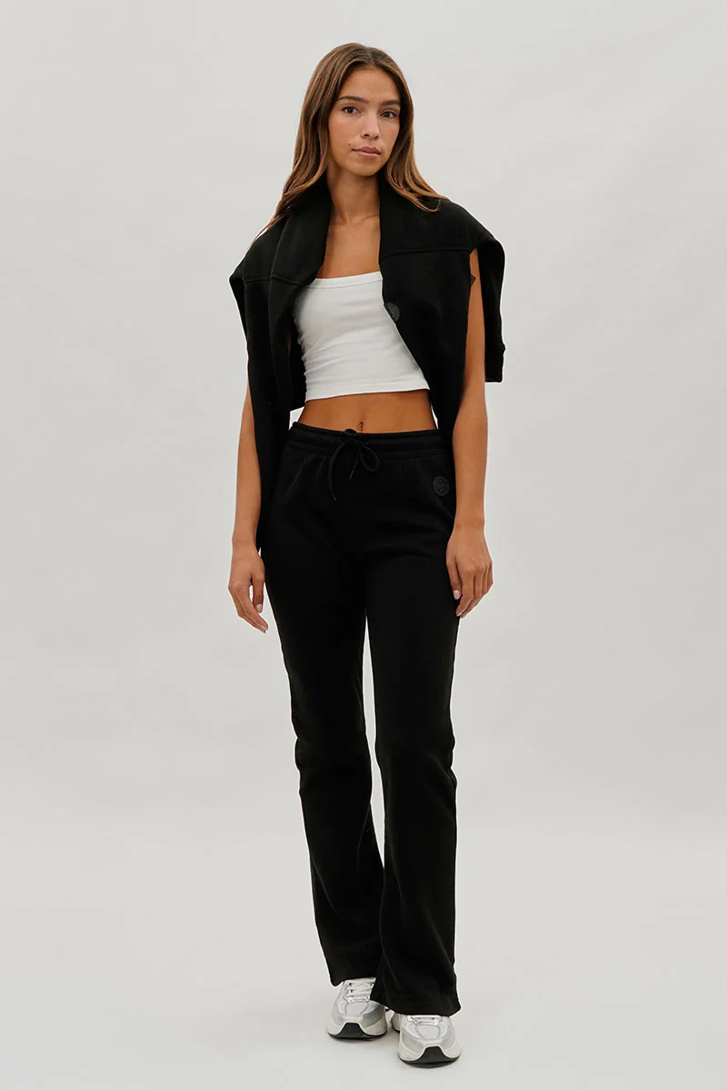 Fahrenheit Wide Leg Drawstring Sweatpants - Black - Image 5