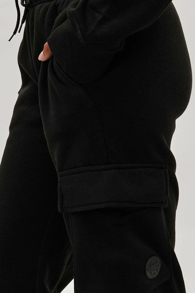 Fahrenheit Tie Waist Cargo Sweatpants - Black - Image 4
