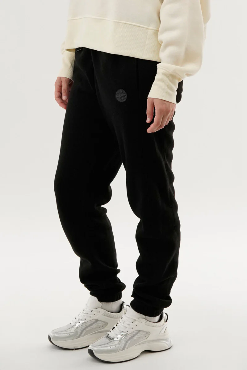 Fahrenheit Tie Waist Fleece Joggers - Black - Image 2