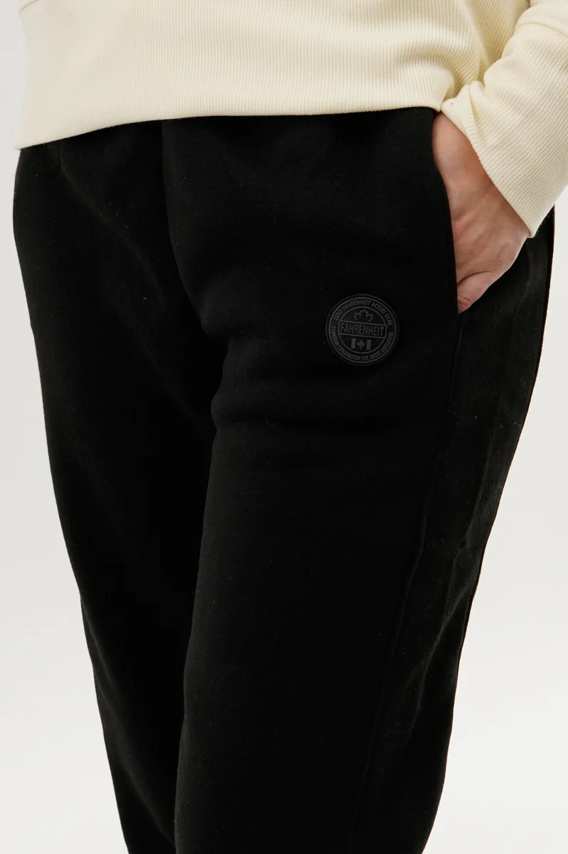 Fahrenheit Tie Waist Fleece Joggers - Black - Image 4