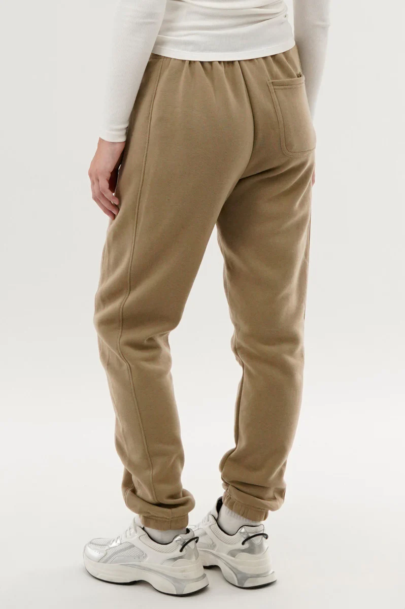 Fahrenheit Tie Waist Fleece Joggers - Beige - Image 3