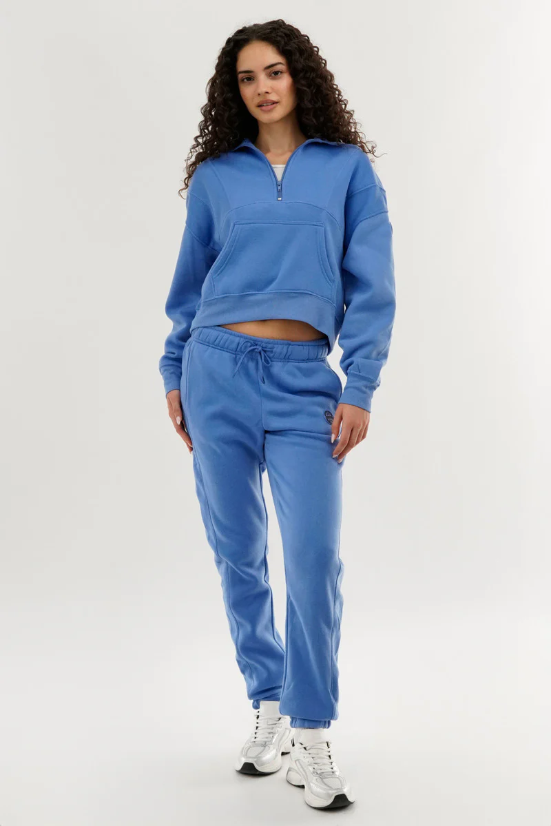 Fahrenheit Tie Waist Fleece Joggers - Blue - Image 5