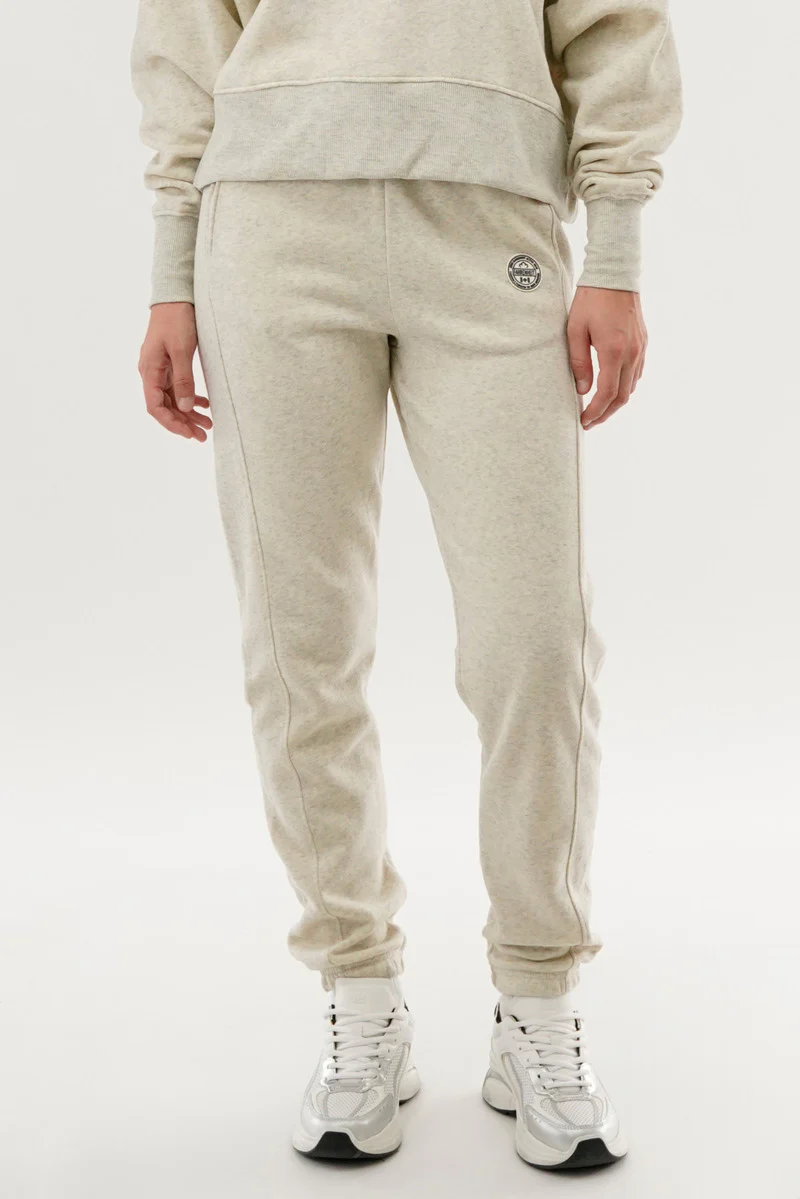 Fahrenheit Tie Waist Fleece Joggers - Cream
