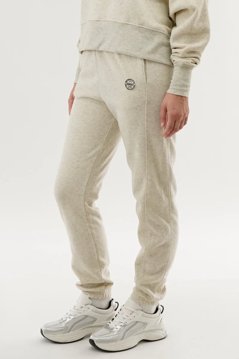 Fahrenheit Tie Waist Fleece Joggers - Cream - Image 2