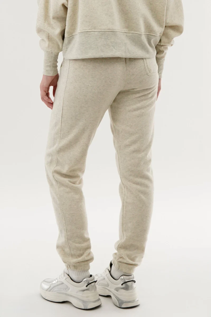 Fahrenheit Tie Waist Fleece Joggers - Cream - Image 3