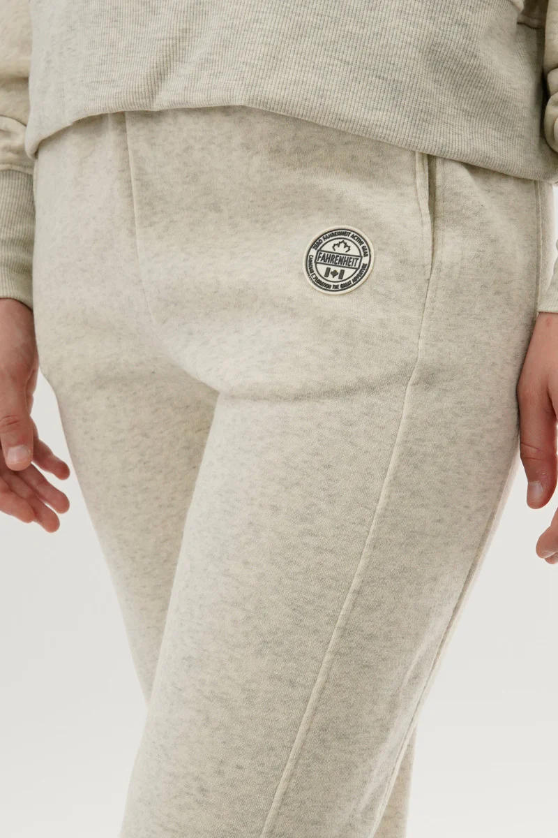 Fahrenheit Tie Waist Fleece Joggers - Cream - Image 4